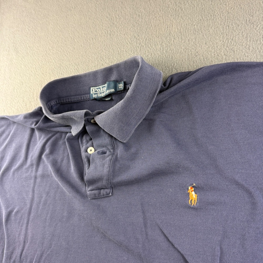 Polo Ralph Lauren Shirt Men's 3XB Blue Pima Cotton Short Sleeve Polo Flesh Pony